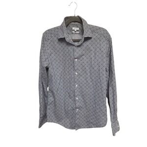 Reiss Slim Fit Button Down Shirt Geometric Print Long Sleeve Mens Large